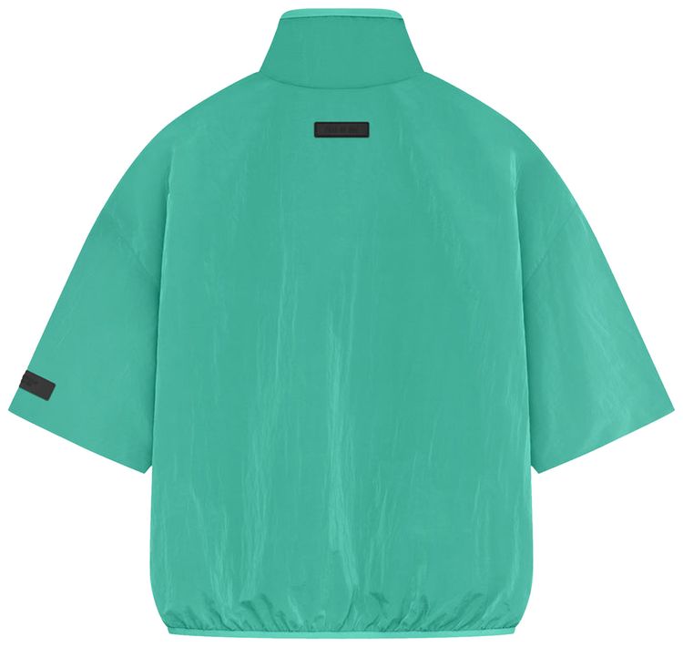 Fear of God Essentials Crinkle Nylon Half Zip Short Sleeve Shirt Mint Leaf