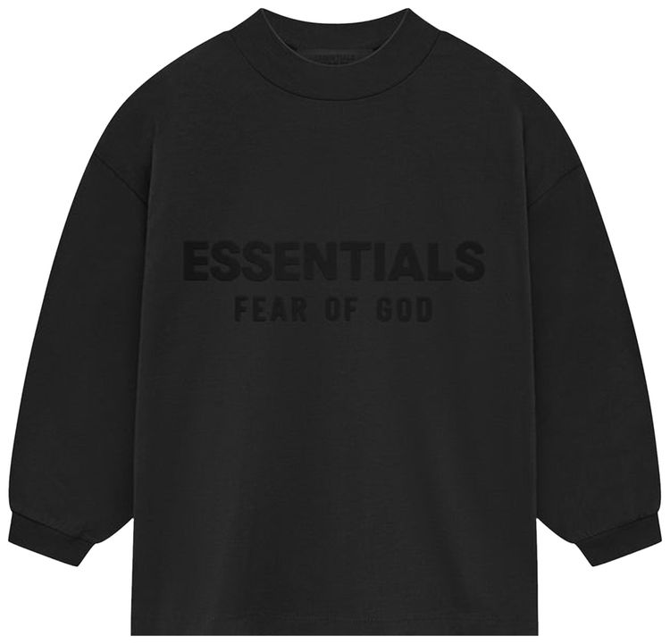 Fear of God Essentials Kids Long Sleeve T Shirt Jet Black