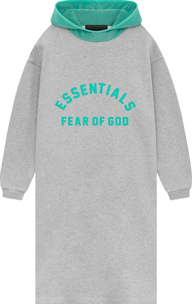 Fear of God Essentials Kids Nylon Fleece Hooded Dress 'Light Heather Grey/Mint Leaf'