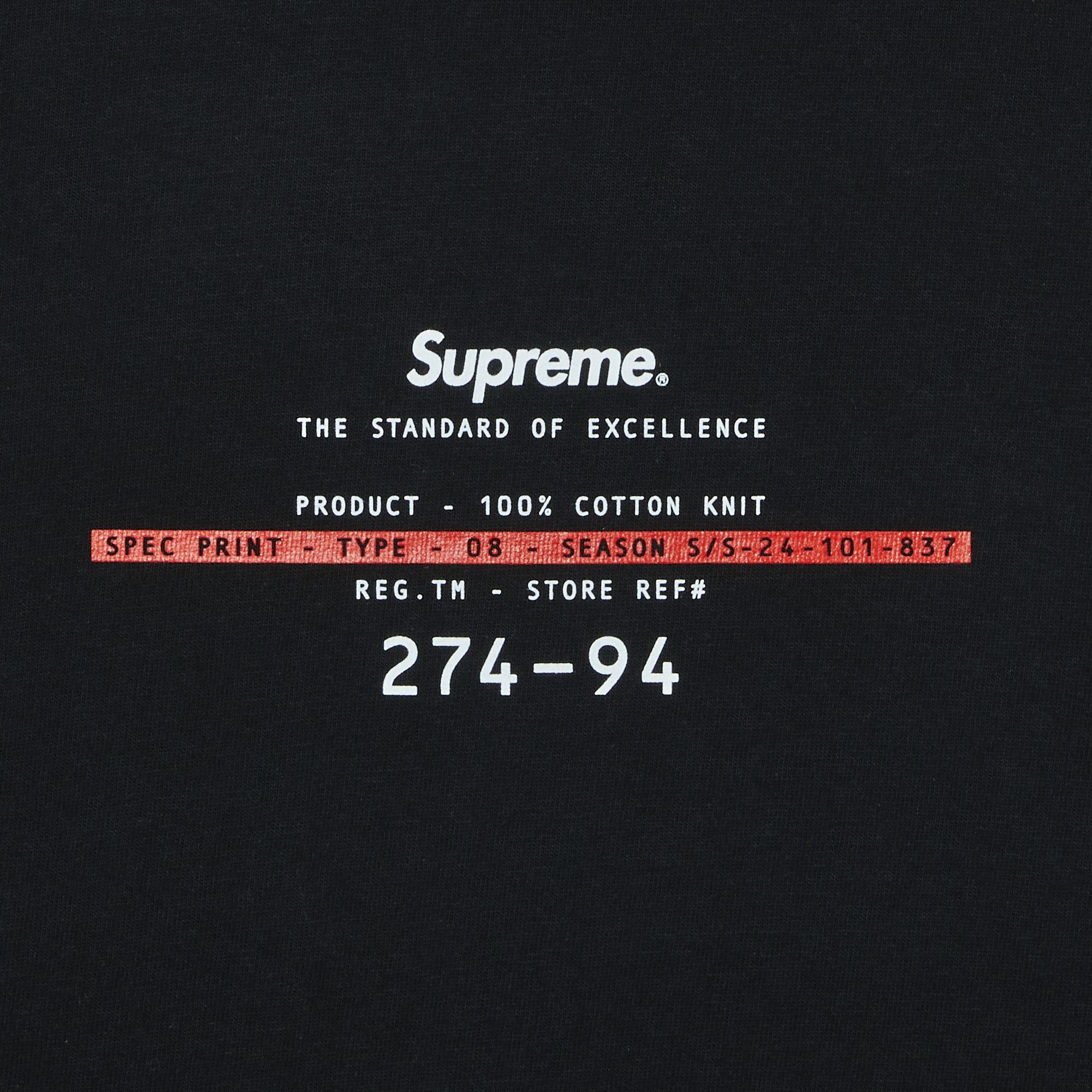 Size xl Supreme Standard Tee 'Black'