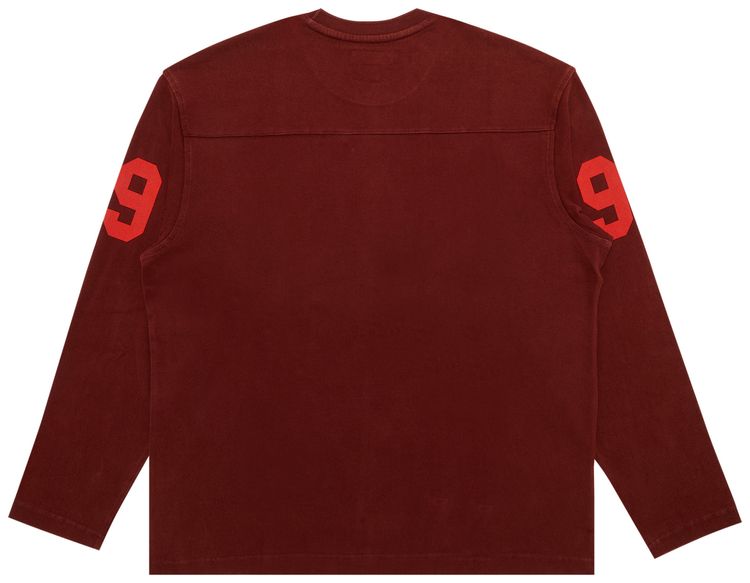 Supreme 99 Long Sleeve Football Top Maroon