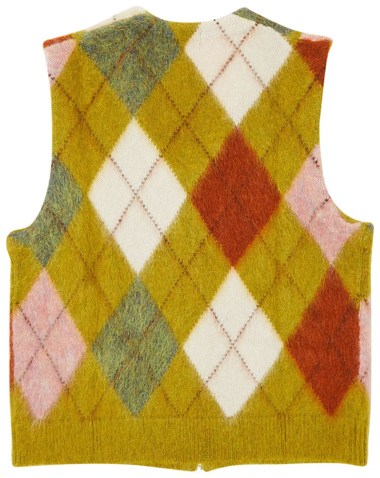 Supreme Brushed Argyle Zip Up Vest Olive