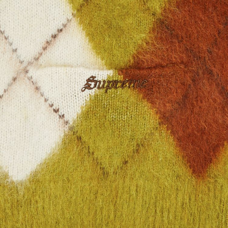 Supreme Brushed Argyle Zip Up Vest Olive