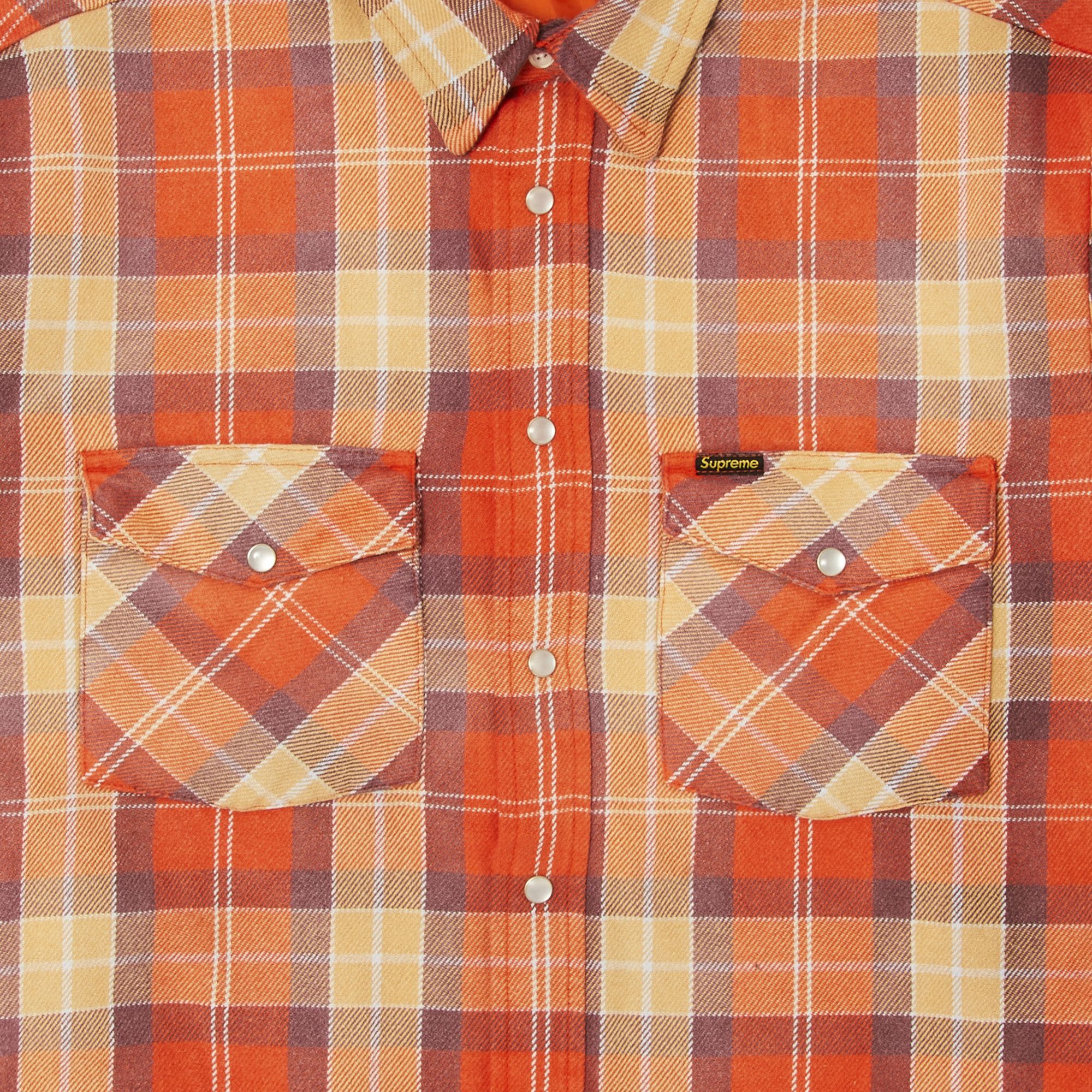Buy Supreme Quilted Flannel Snap Shirt 'Orange' - SS24S10