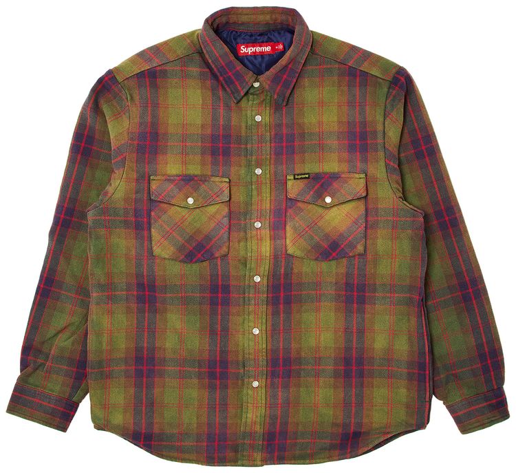 Buy Supreme Quilted Flannel Snap Shirt 'Green' SS24S10 GREEN GOAT