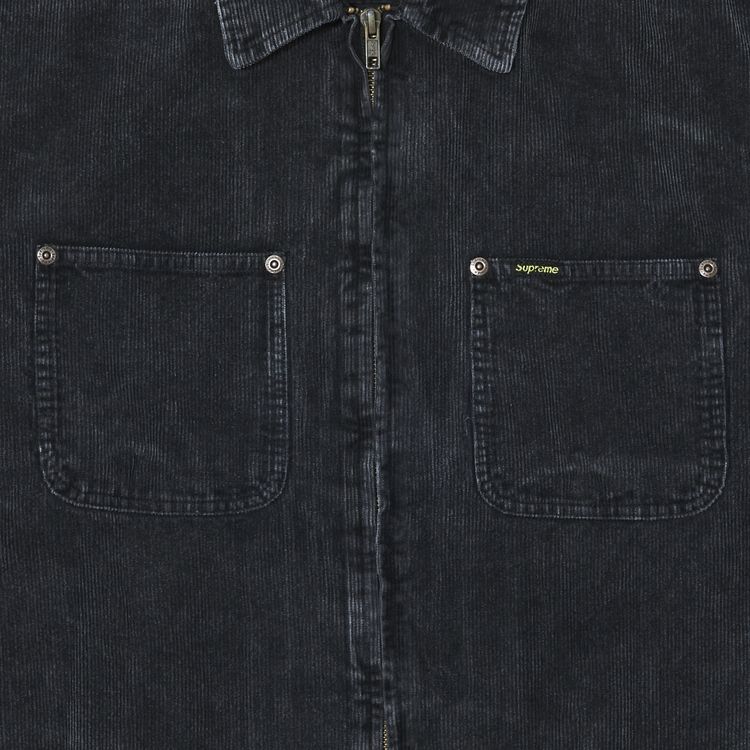 Supreme Washed Corduroy Zip Up Shirt Black