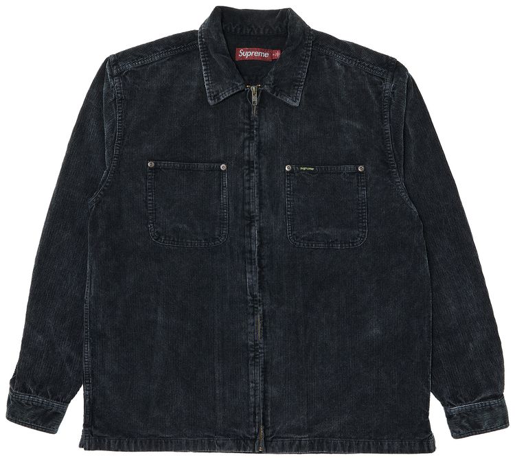 Supreme Washed Corduroy Zip Up Shirt Black