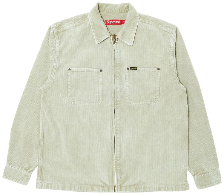 Supreme Washed Corduroy Zip Up Shirt Tan