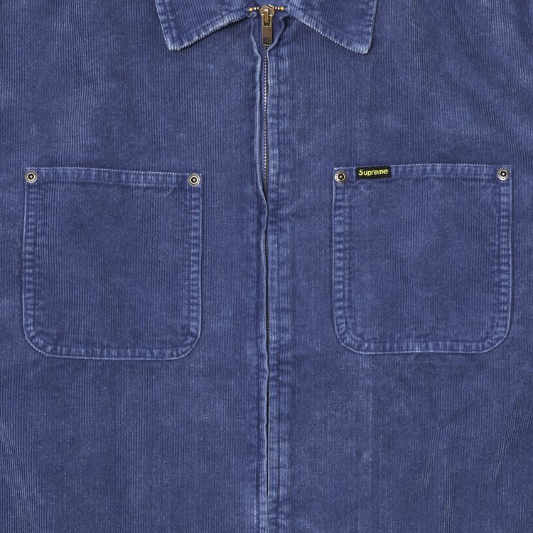 Supreme Washed Corduroy Zip Up Shirt Blue