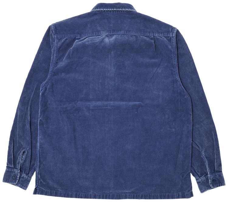 Supreme Washed Corduroy Zip Up Shirt Blue