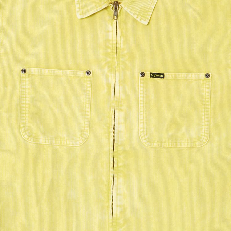 Supreme Washed Corduroy Zip Up Shirt Yellow