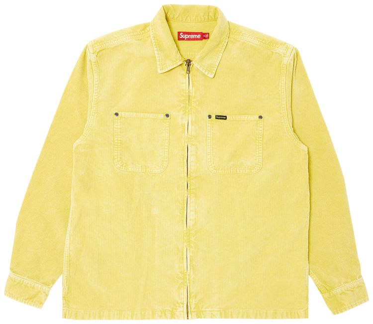 Supreme Washed Corduroy Zip Up Shirt Yellow