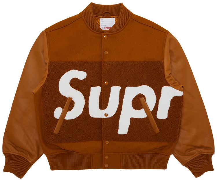 Supreme Big Logo Chenille Varsity Jacket Mustard