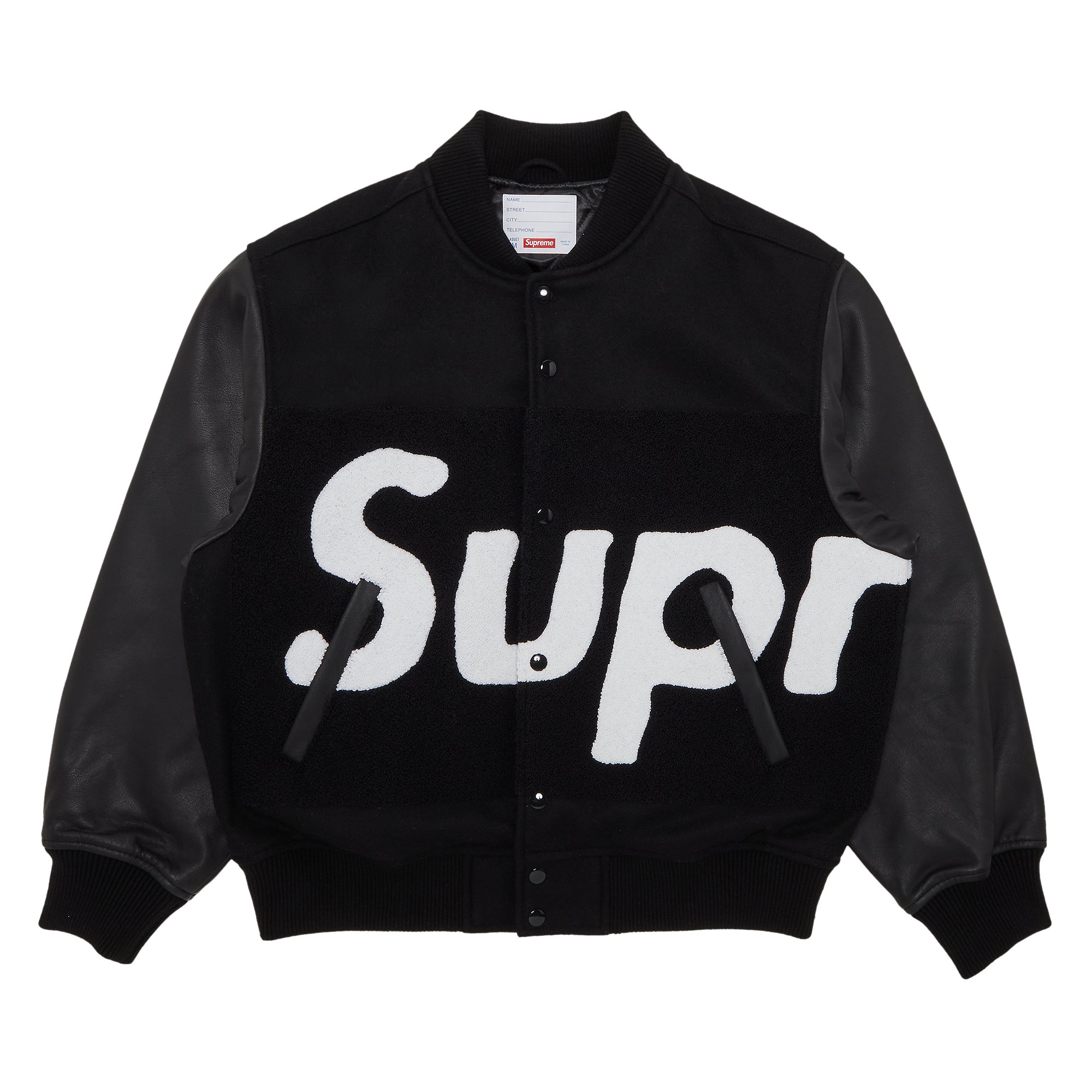 Supreme Big Logo Chenille Varsity Jacket 'Black'