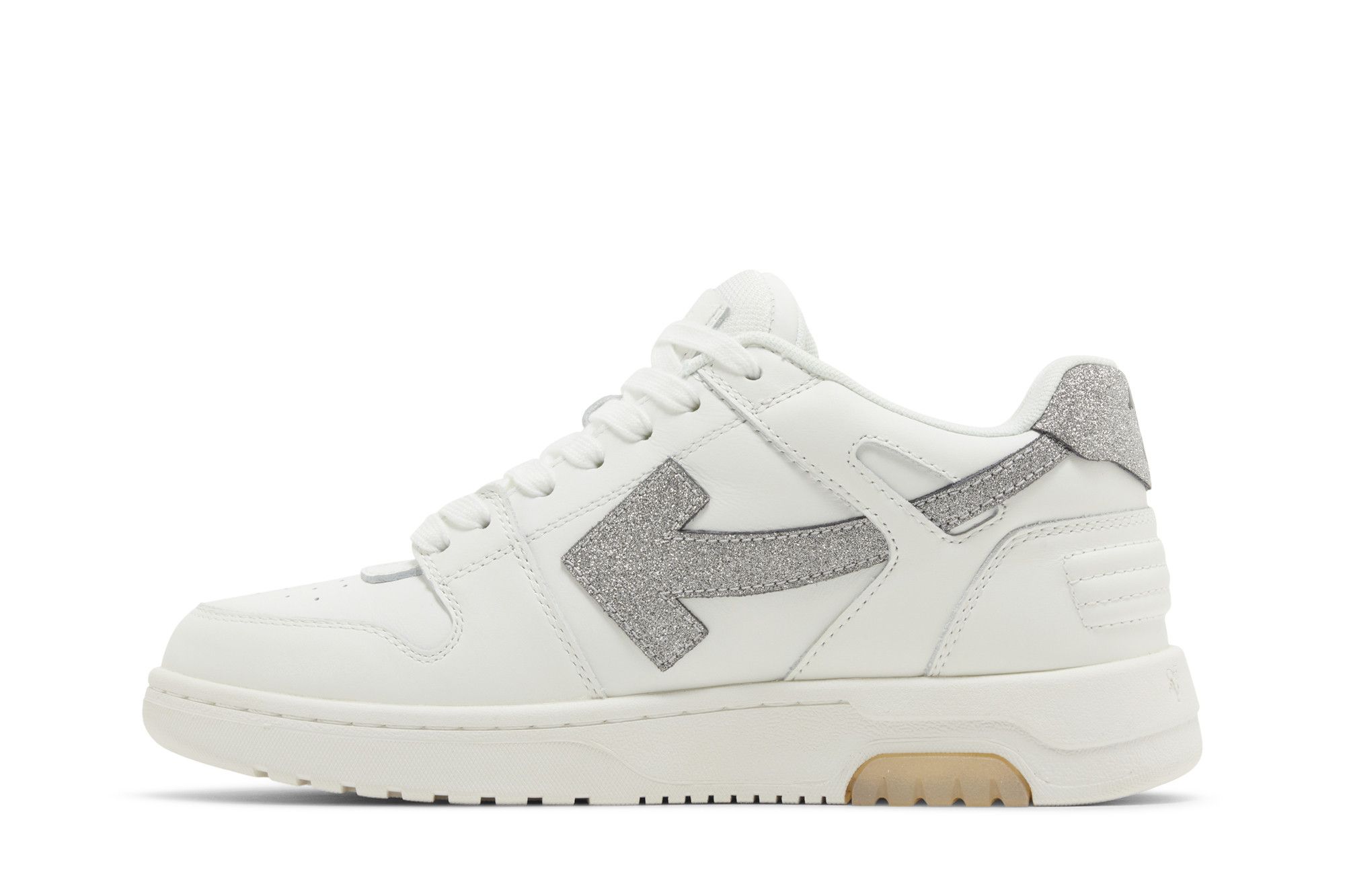 Size 7.0 Off-White Wmns Out of Office 'White Silver Glitter'