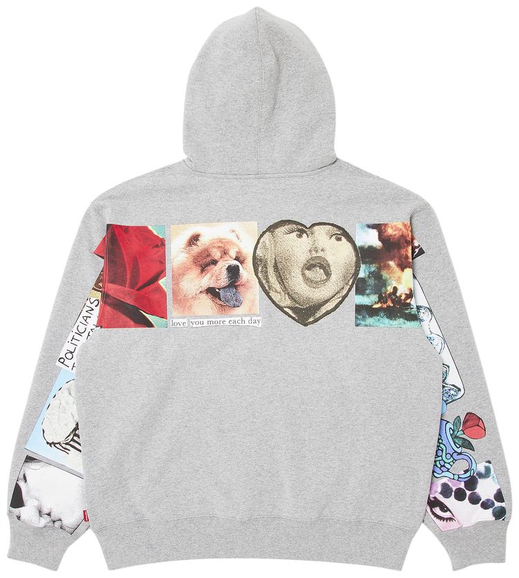 Supreme Spread Zip Up Hooded Sweatshirt Heather Grey