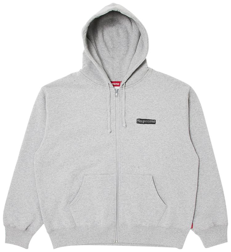 Supreme Spread Zip Up Hooded Sweatshirt Heather Grey