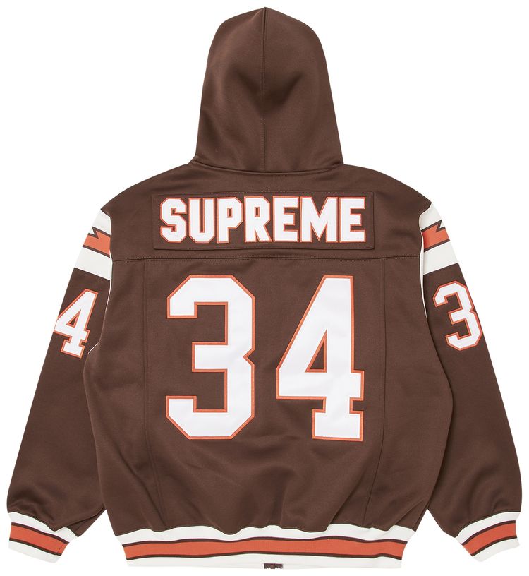 Supreme Football Zip Up Hooded Sweatshirt Brown
