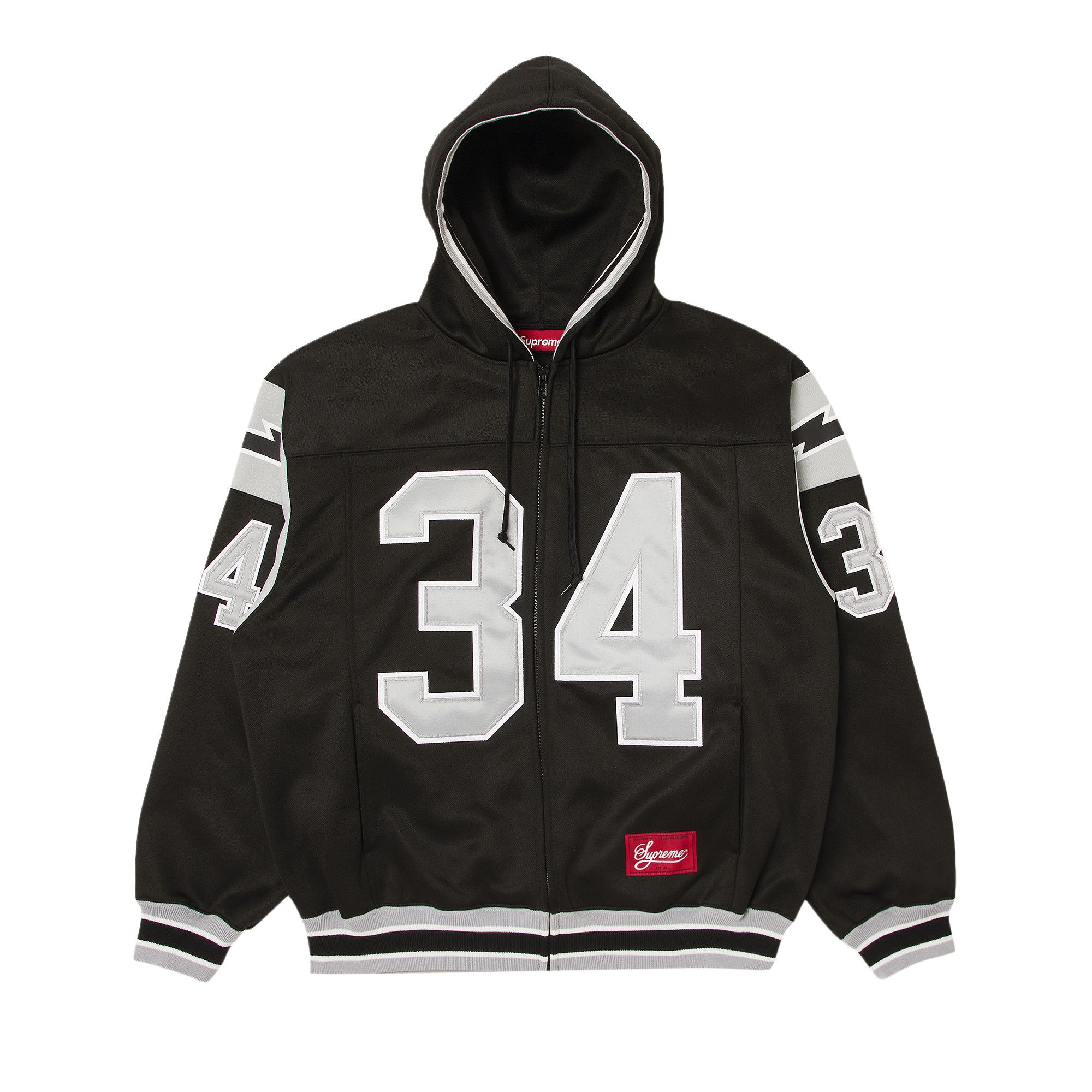 Supreme jet sleeve zip up hooded sweatshirt black 2025