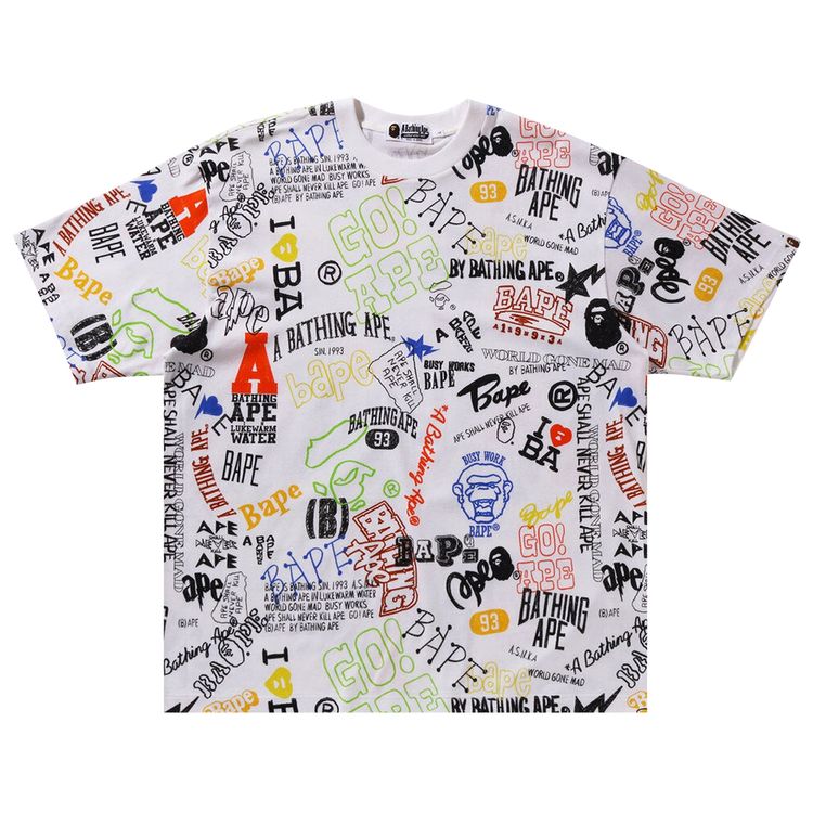 BAPE Hand Draw Pattern Relaxed Fit Tee White
