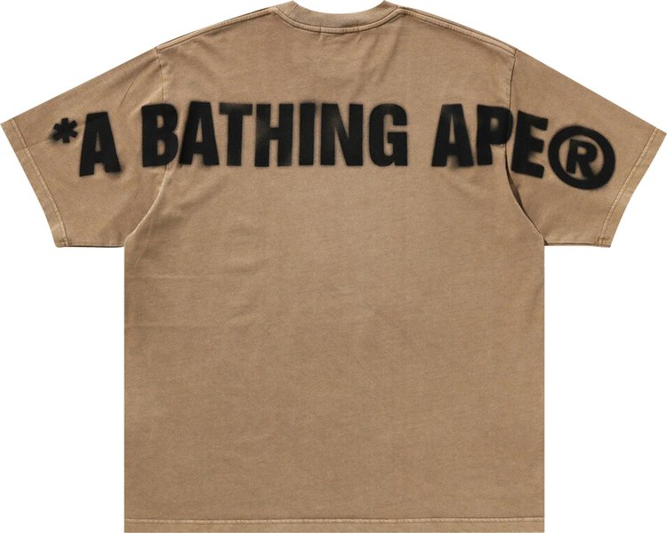 BAPE Spray Ape Head Garment Dyed Relaxed Fit Tee Beige