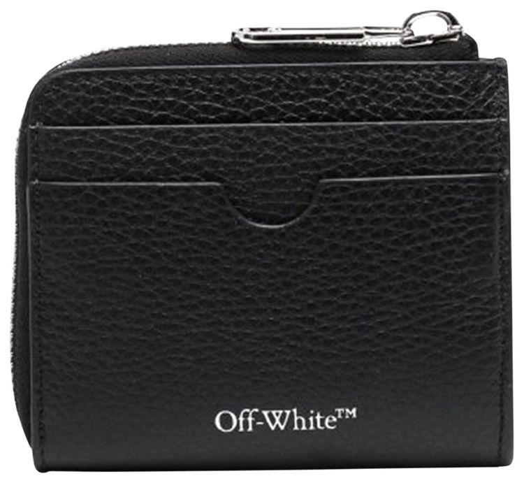 Off White Binder Leather Card Holder Black