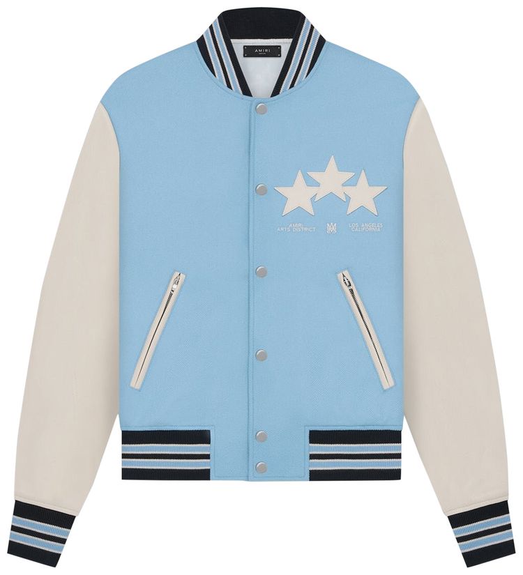 Amiri Oversized Stars Varsity Jacket Air Blue