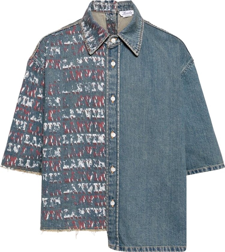 Lanvin Future Short-Sleeve Asymmetric Crop Shirt 'Light Blue'