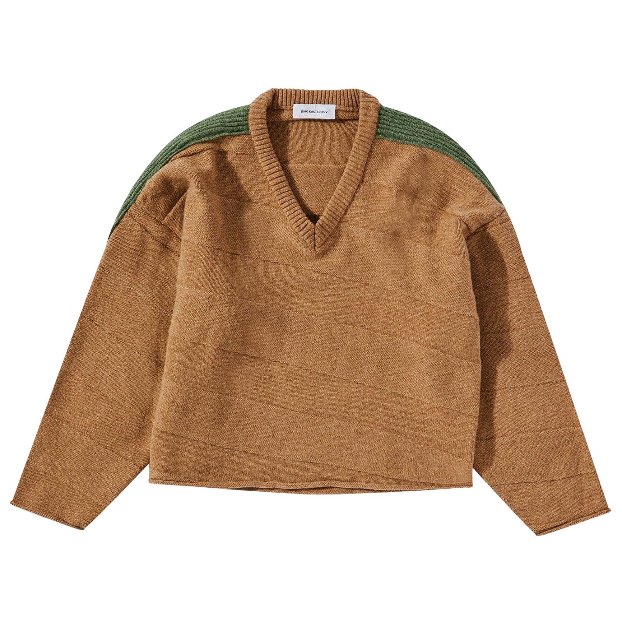 Buy Kiko Kostadinov Delian V Neck Jumper 'Melange Almond/Melange