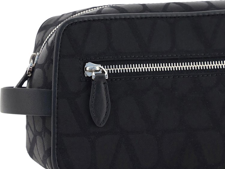 Valentino Iconographe Zip Up Wash Bag Black