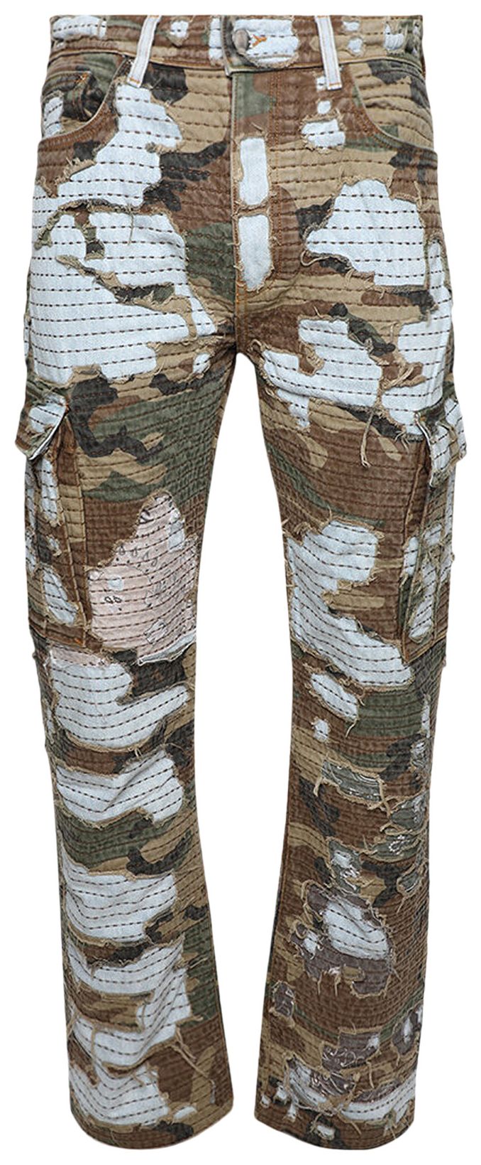 Amiri Camo Boro Repair Straight Jean Perfect Indigo