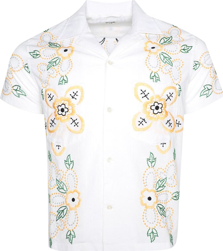 Bode Embroidered Buttercup Short-Sleeve Shirt 'Ecru/Multicolor'