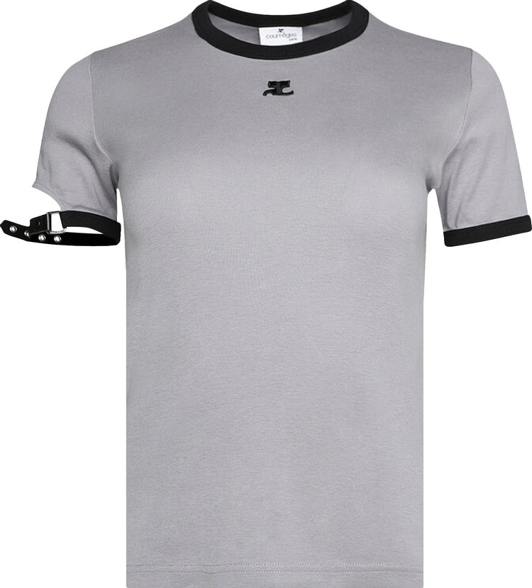 Courrèges Buckle Contrast T-Shirt 'Smocked Grey/Black'