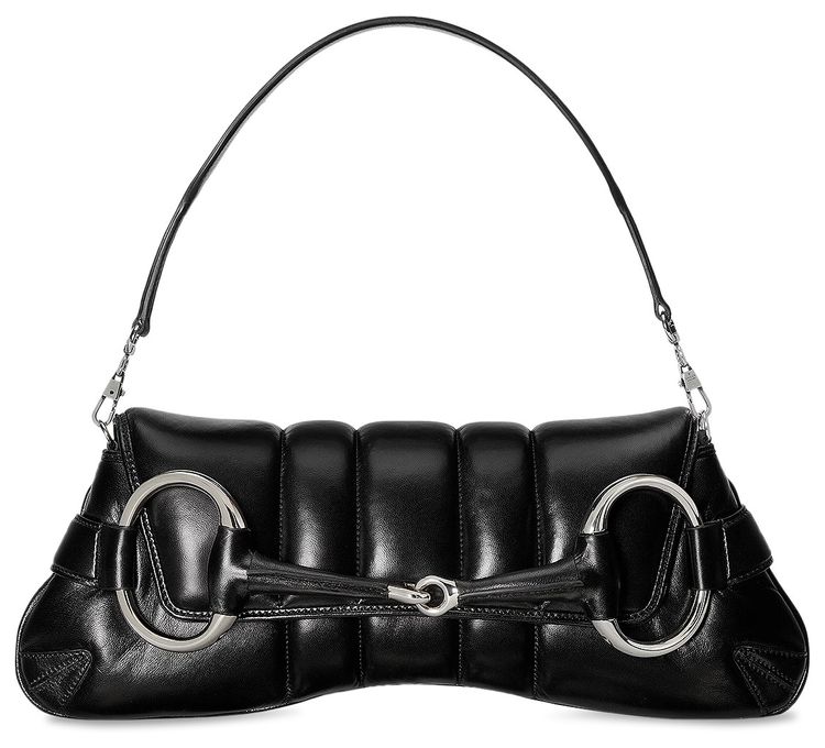Gucci Horsebit Chain Medium Shoulder Bag Black