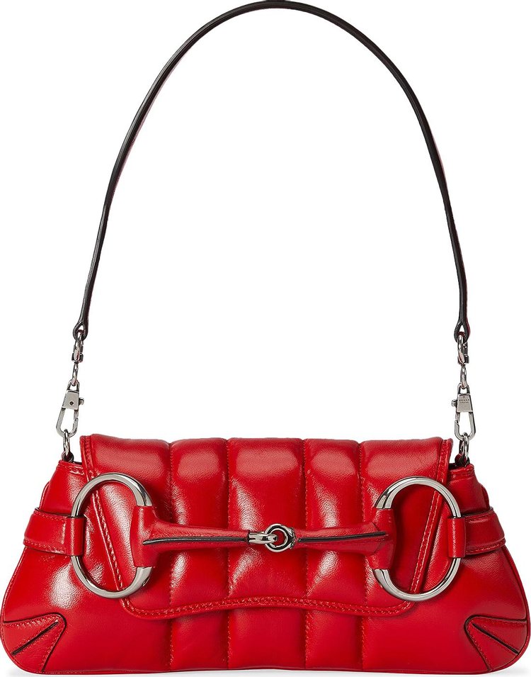 Gucci Horsebit Chain Small Shoulder Bag Beret Red