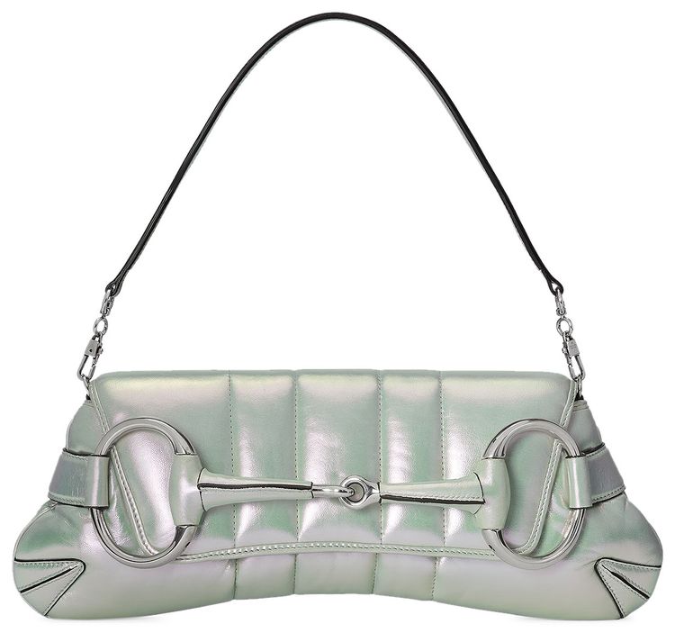Gucci Horsebit Chain Medium Shoulder Bag Green Iridescent