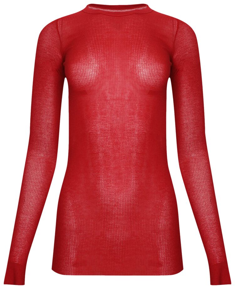 Rick Owens Long Sleeve Rib T Shirt Cardinal Red