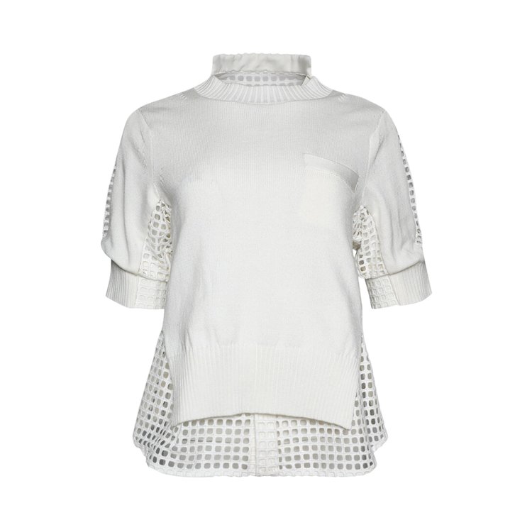 Sacai Embroidery Lace And Knit Pullover 'Off White'