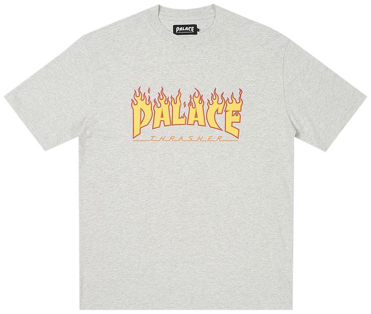 Palace x Thrasher T Shirt Grey Marl