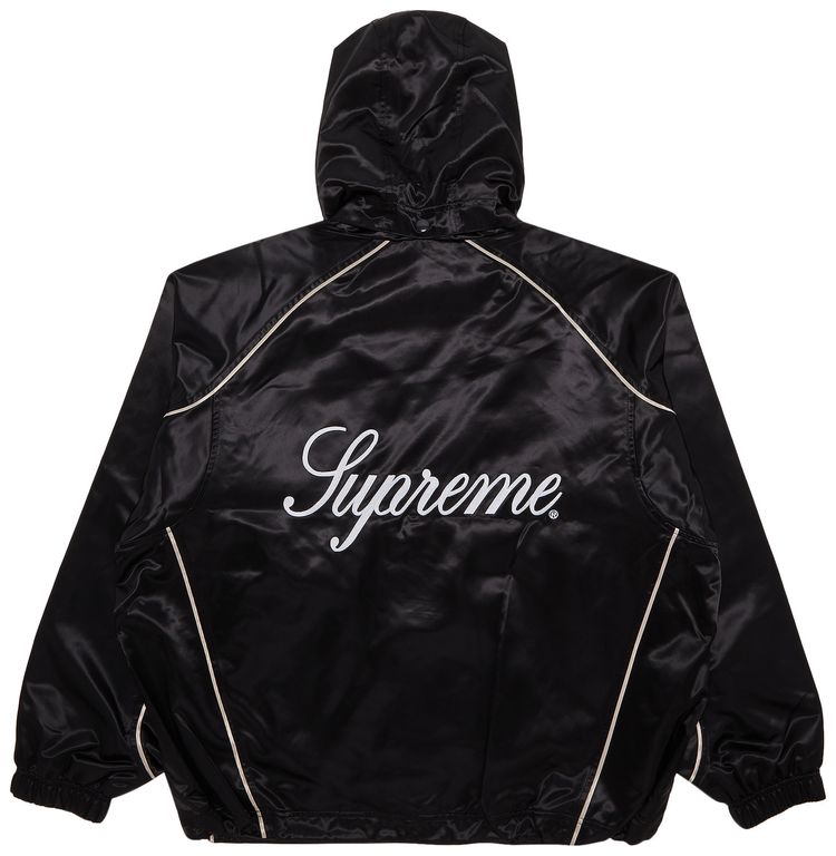 Supreme Satin Hooded Track Jacket Black