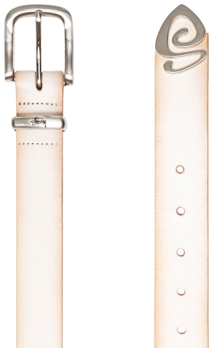 Stussy Metal S Tip Belt Bone