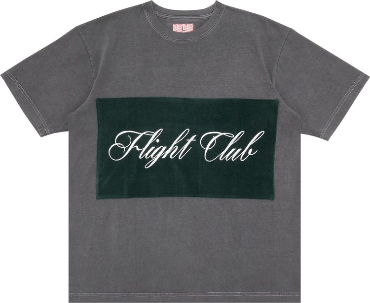 Flight Club Script T-Shirt 'Washed Black/Velour Green'