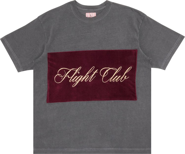 Flight Club Script T Shirt Washed BlackVelour Burgundy