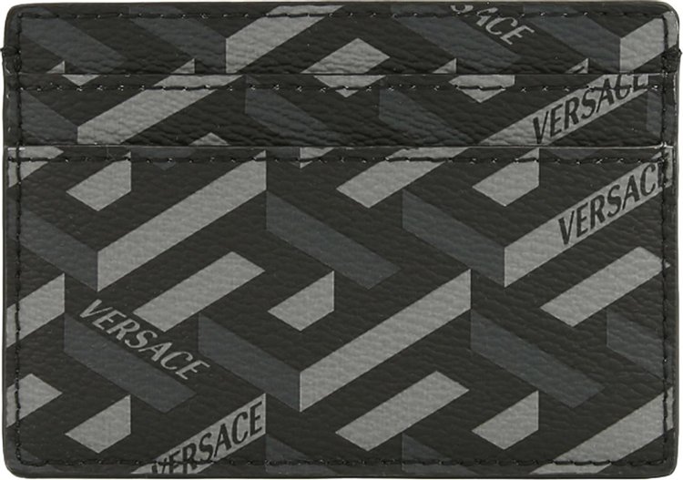 Versace La Greca Signature Card Case 'Black/Grey'