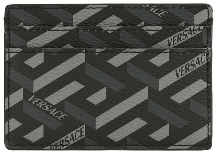 Versace La Greca Signature Card Case BlackGrey
