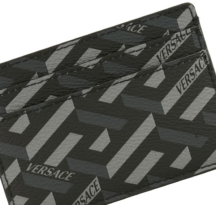 Versace La Greca Signature Card Case BlackGrey