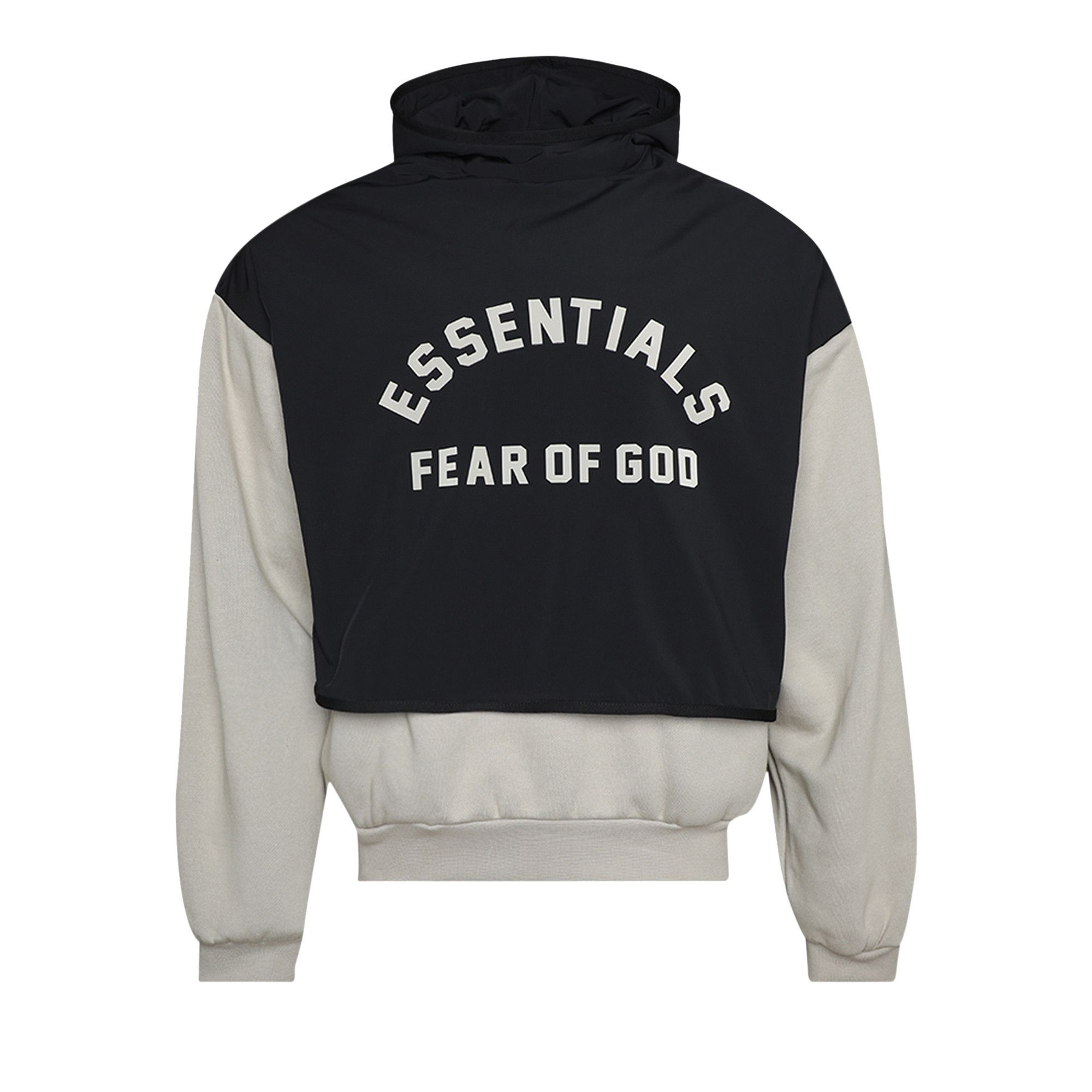 【ESSENTIALS】NYLON FLEECE HOODED SWEATER/ BLACK Fear of God Essentials Essentials Jet Black Nylon Fleece