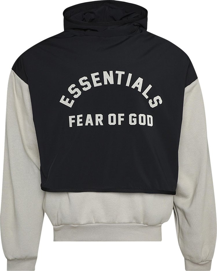 Buy Fear of God Essentials Nylon Fleece Hooded Sweater 'Seal/Jet Black ...
