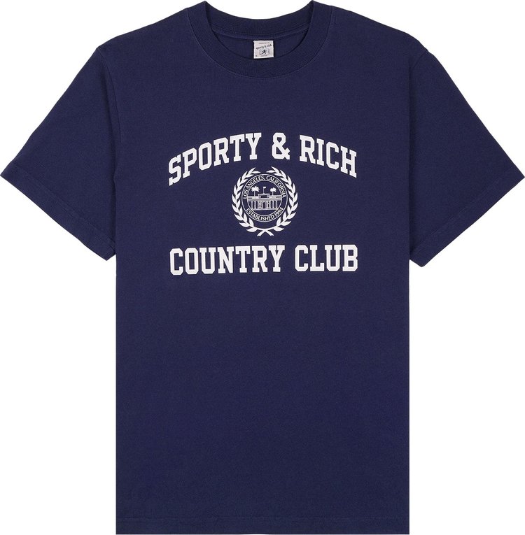 Sporty & Rich Varsity Crest T-Shirt 'Navy'