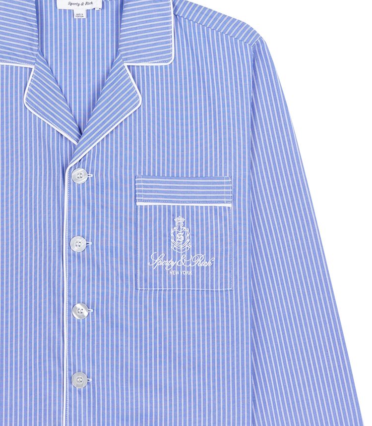 Sporty  Rich Vendome Pyjama Shirt Blue StripedWhite